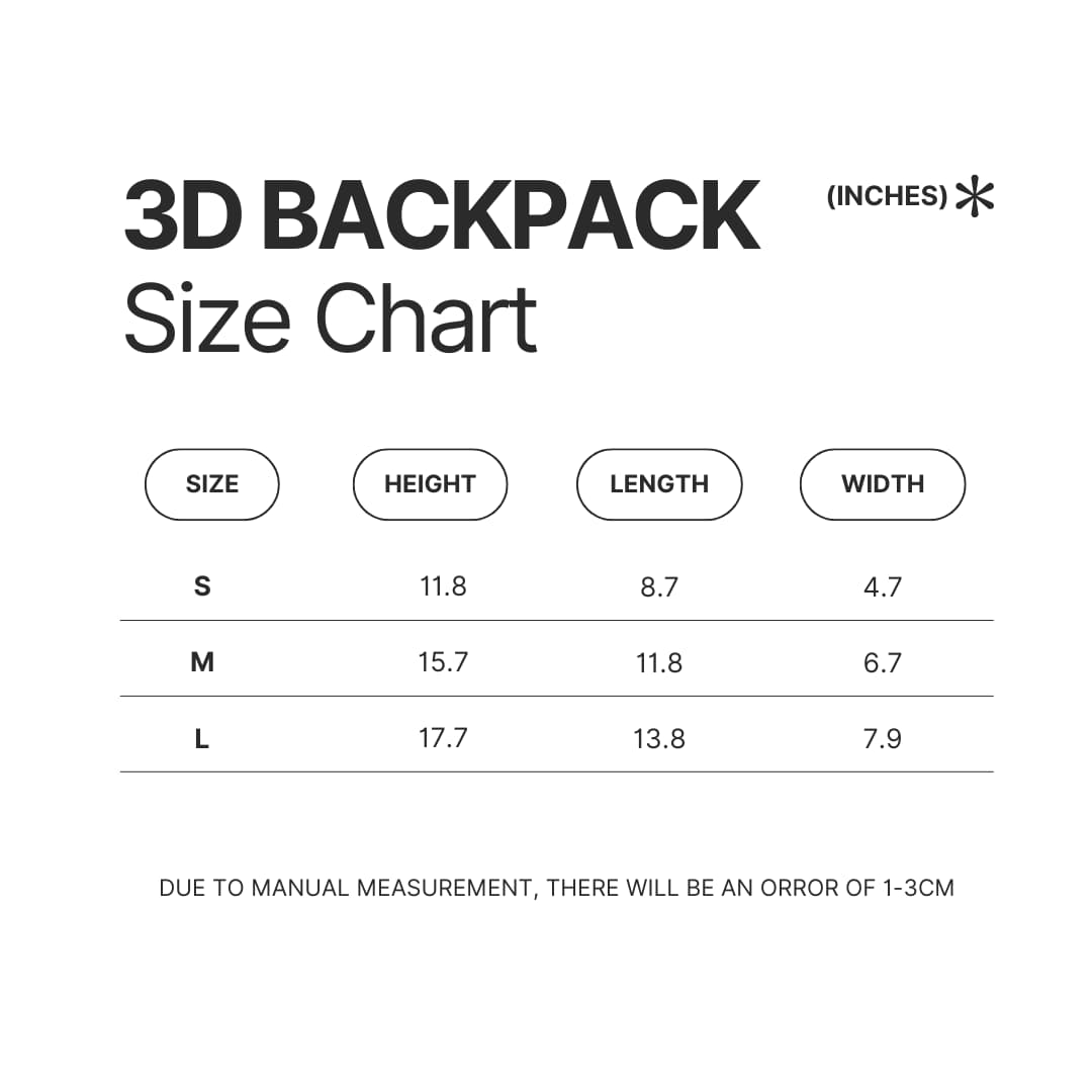 3D Backpack Size Chart - Bungo Stray Dogs Shop