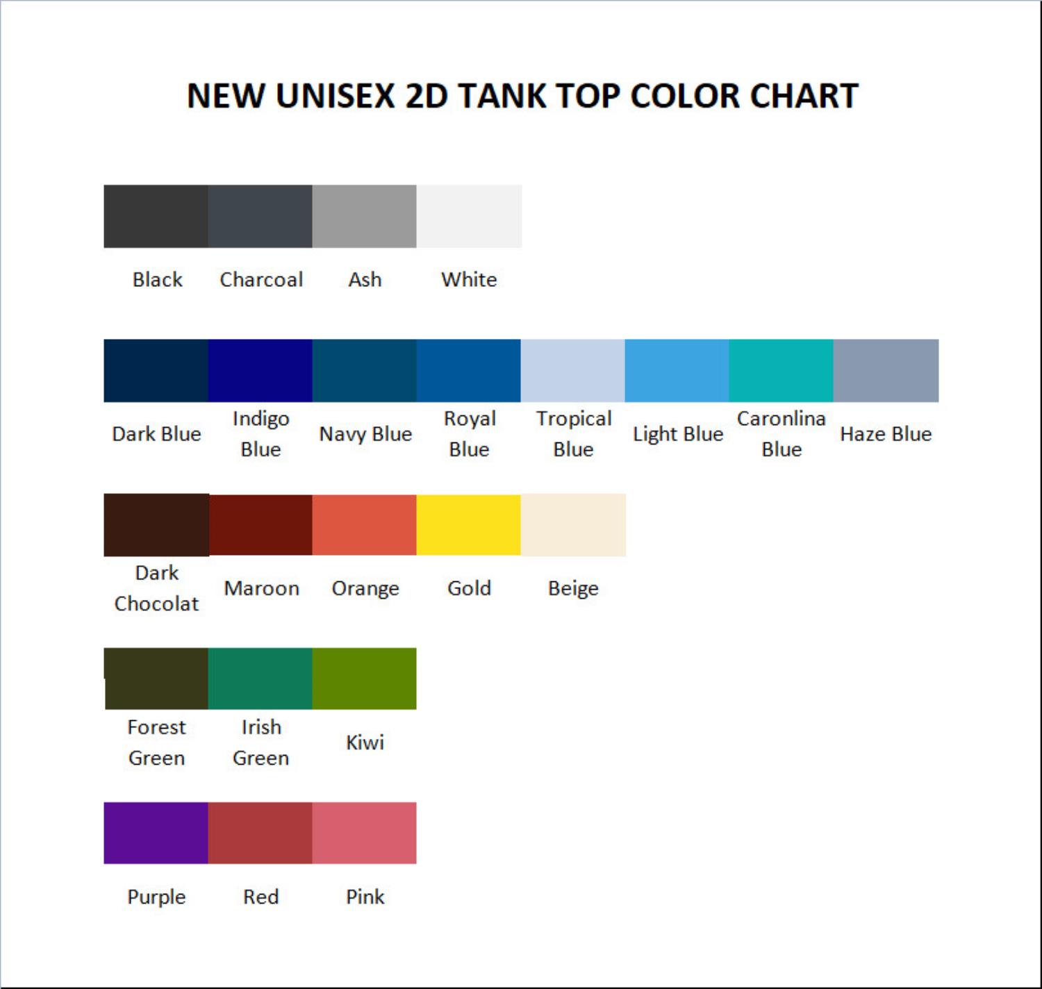 tank top color chart - Bungo Stray Dogs Shop