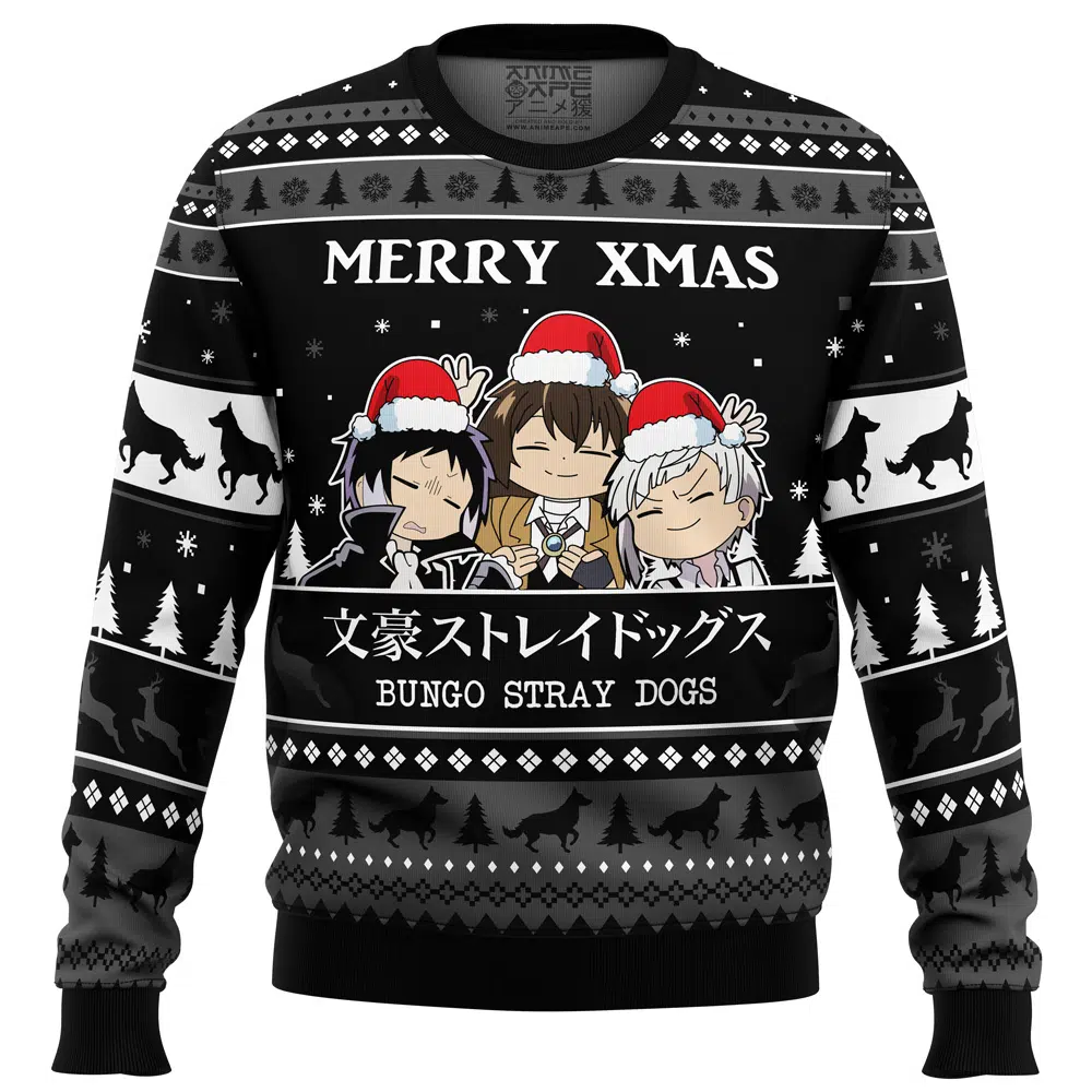 Merry Xmas Bungo Stray Dogs Ugly Christmas Sweater - Bungo Stray Dogs Shop